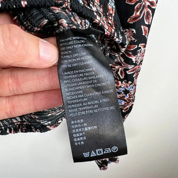 Free People Santiago Top Blouse Size Small Cropped Floral Puff Sleeve Boho Black - Picture 9 of 10